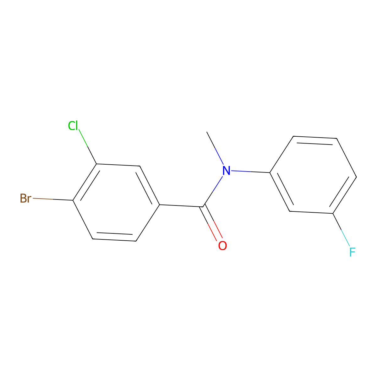 4-Bromo-3-chloro-N-(3-fluorophenyl)-N-methylbenzamide molecular structure, CAS 1525675-93-7