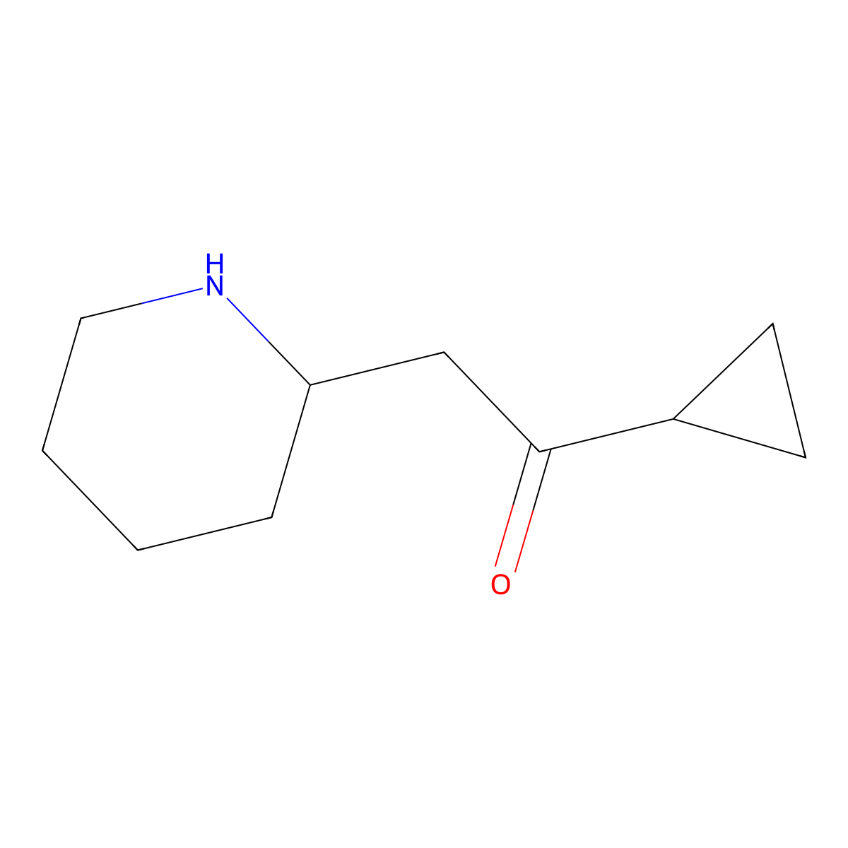 1-Cyclopropyl-2-(piperidin-2-yl)ethan-1-one molecular structure, CAS 1525685-79-3