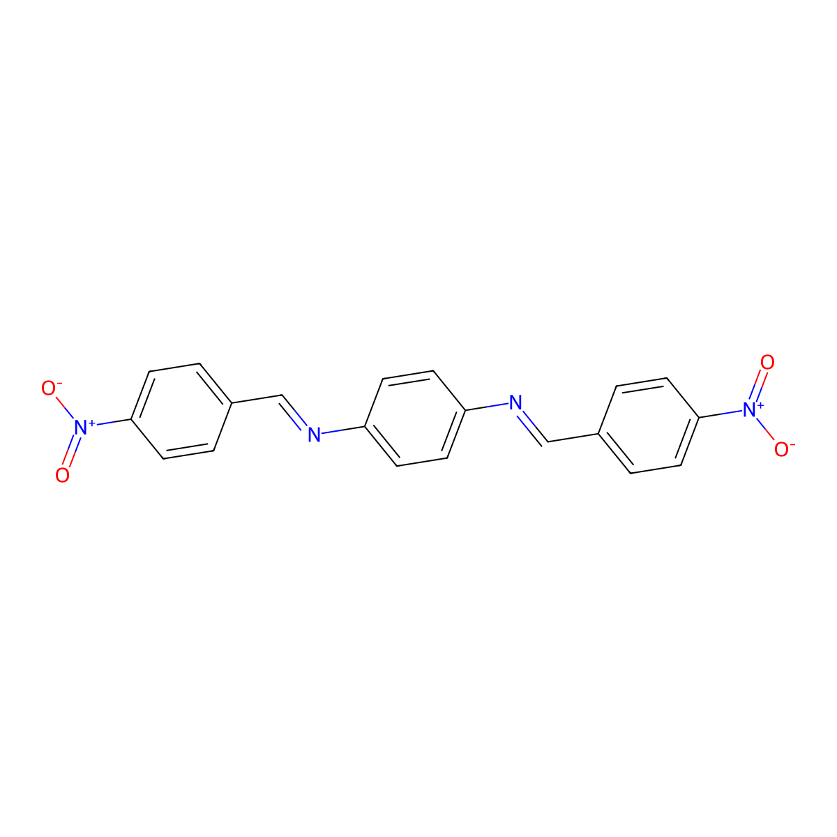 N~1~,N~4~-bis(4-nitrobenzylidene)-1,4-benzenediamine molecular structure, CAS 15257-26-8