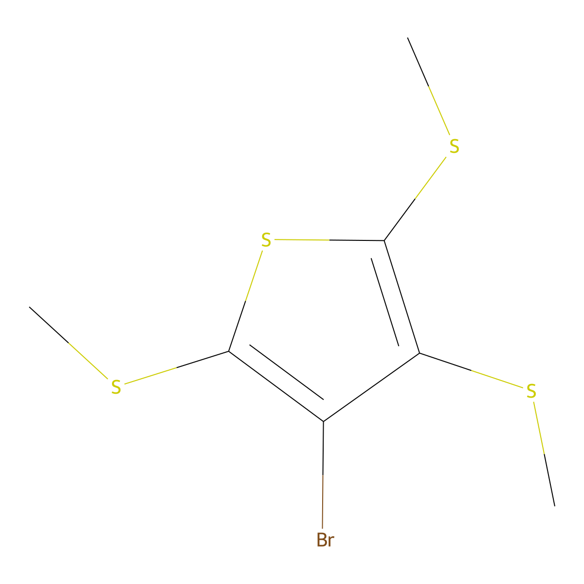 3-Bromo-2,4,5-tris(methylsulfanyl)thiophene molecular structure, CAS 152570-38-2