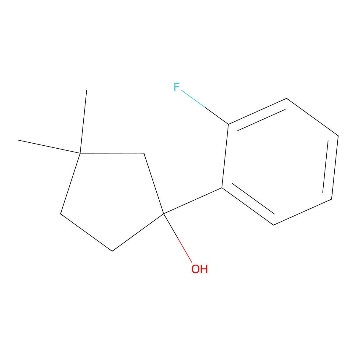 1-(2-Fluorophenyl)-3,3-dimethylcyclopentan-1-OL molecular structure, CAS 1525715-29-0