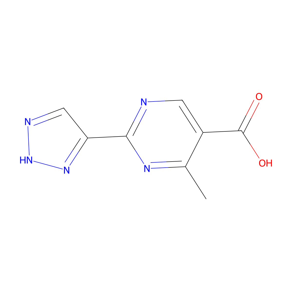 4-methyl-2-(2H-1,2,3-triazol-4-yl)pyrimidine-5-carboxylic acid molecular structure, CAS 1525730-80-6
