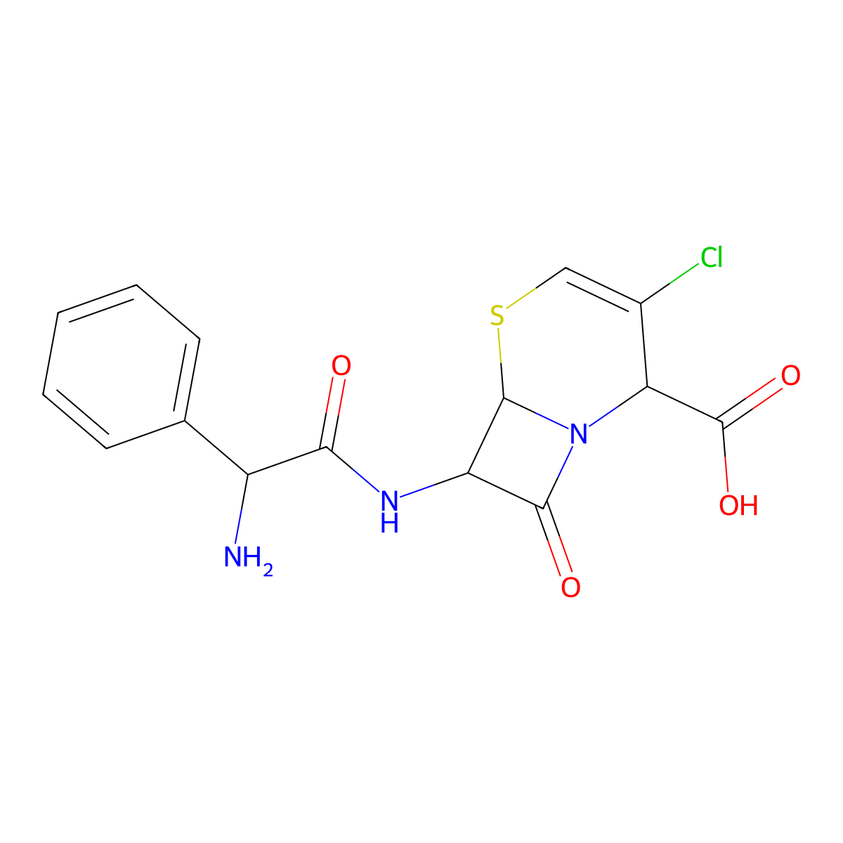 7-(((2R)-aminophenylacetyl)amino)-3-chloro-8-oxo-5-Thia-1-azabicyclo(4.2.0)oct-3-ene-2-carboxylic acid, (6R,7R)- molecular structure, CAS 152575-13-8