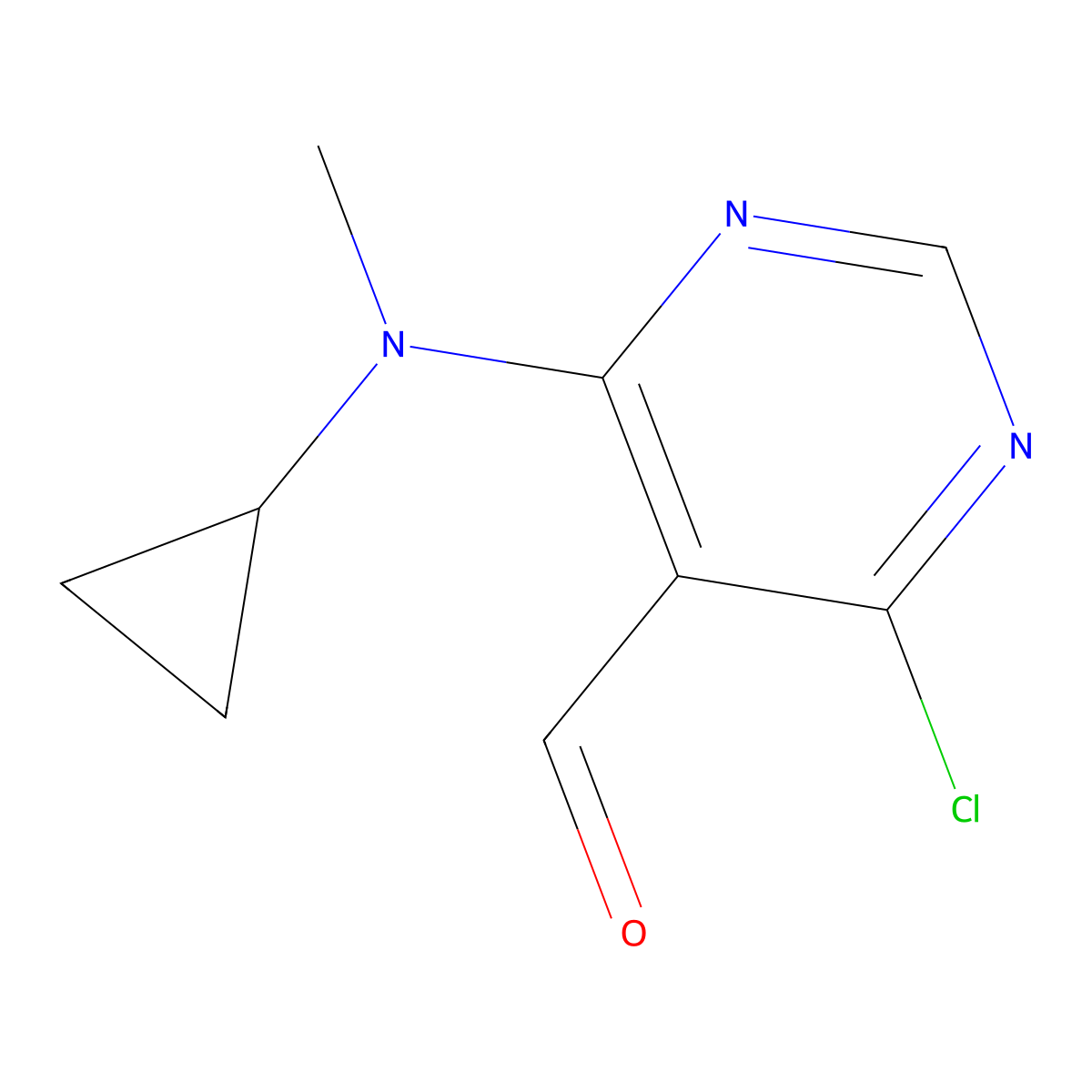 4-Chloro-6-[cyclopropyl(methyl)amino]pyrimidine-5-carbaldehyde molecular structure, CAS 1525763-43-2