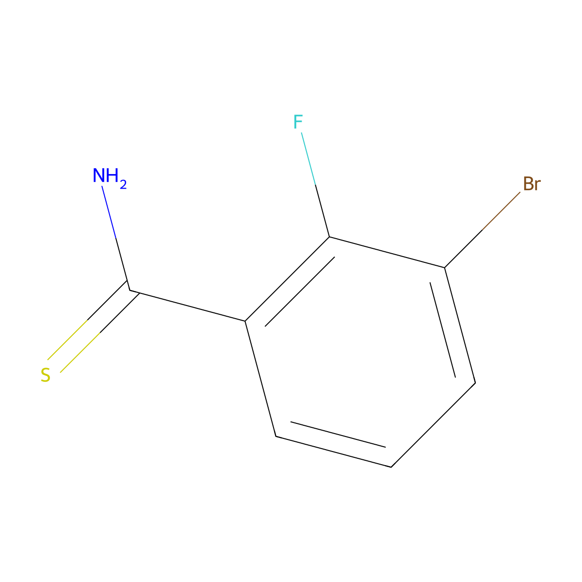 3-Bromo-2-fluorobenzene-1-carbothioamide molecular structure, CAS 1525767-30-9