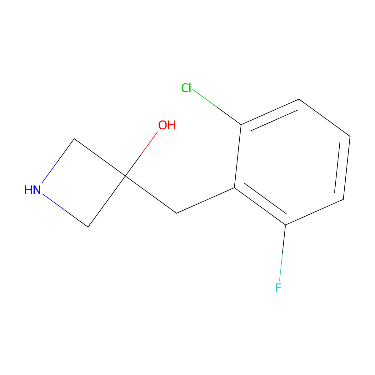 3-[(2-Chloro-6-fluorophenyl)methyl]azetidin-3-ol molecular structure, CAS 1525781-79-6