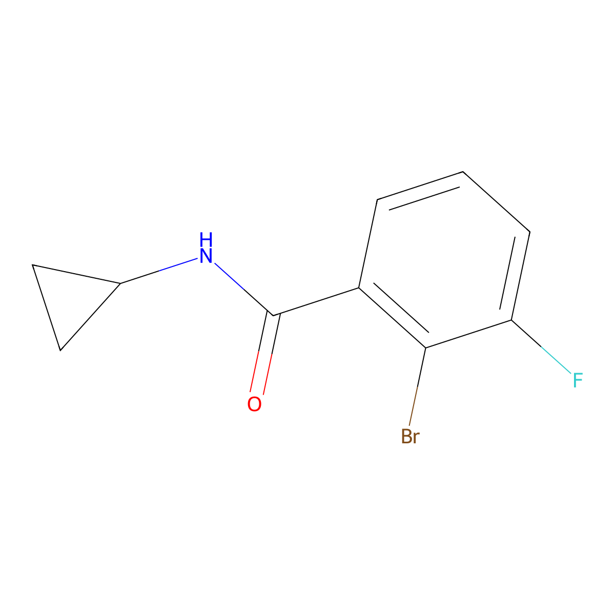 2-bromo-N-cyclopropyl-3-fluorobenzamide molecular structure, CAS 1525785-51-6