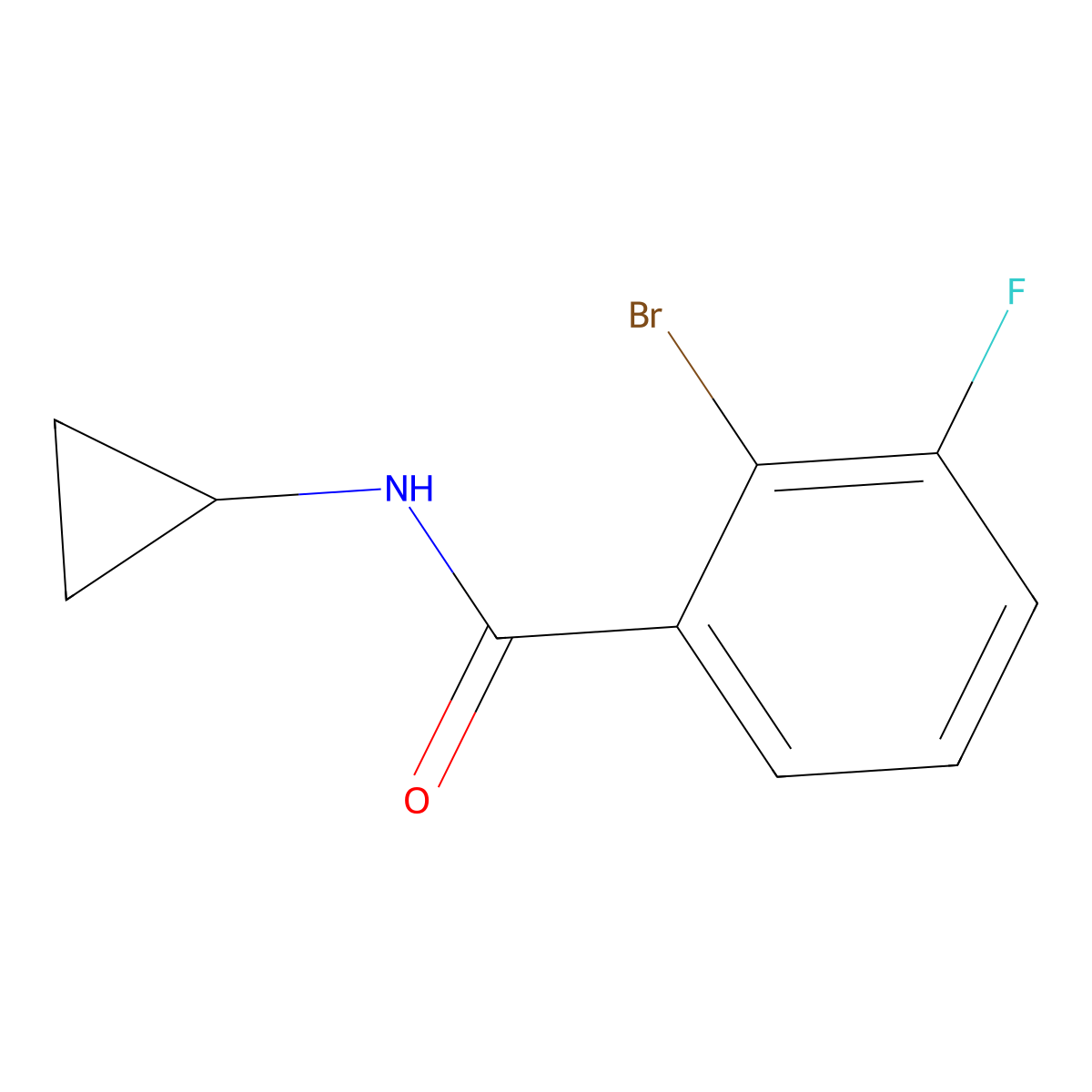 2-bromo-N-cyclopropyl-3-fluorobenzamide molecular structure, CAS 1525785-51-6