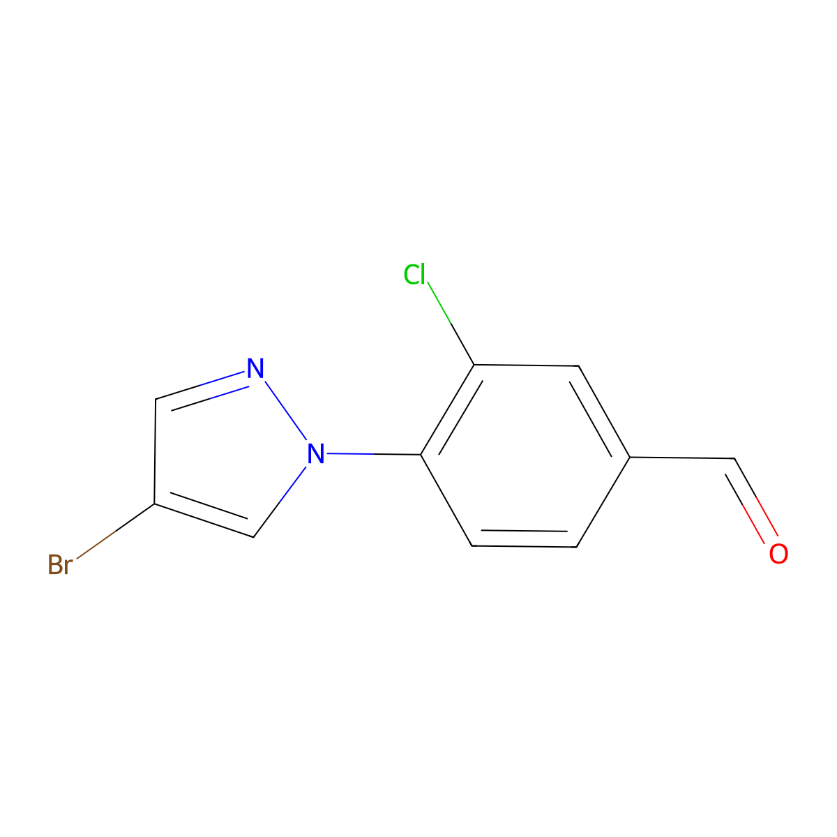4-(4-Bromo-1H-pyrazol-1-yl)-3-chlorobenzaldehyde molecular structure, CAS 1525786-05-3