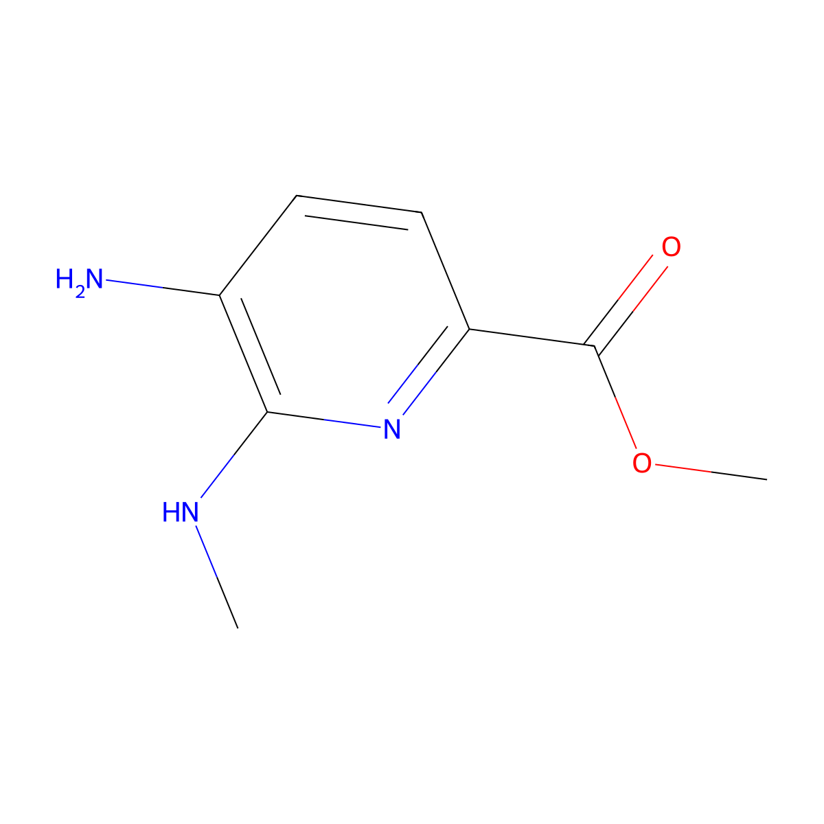 Methyl 5-amino-6-(methylamino)pyridine-2-carboxylate molecular structure, CAS 1525791-31-4