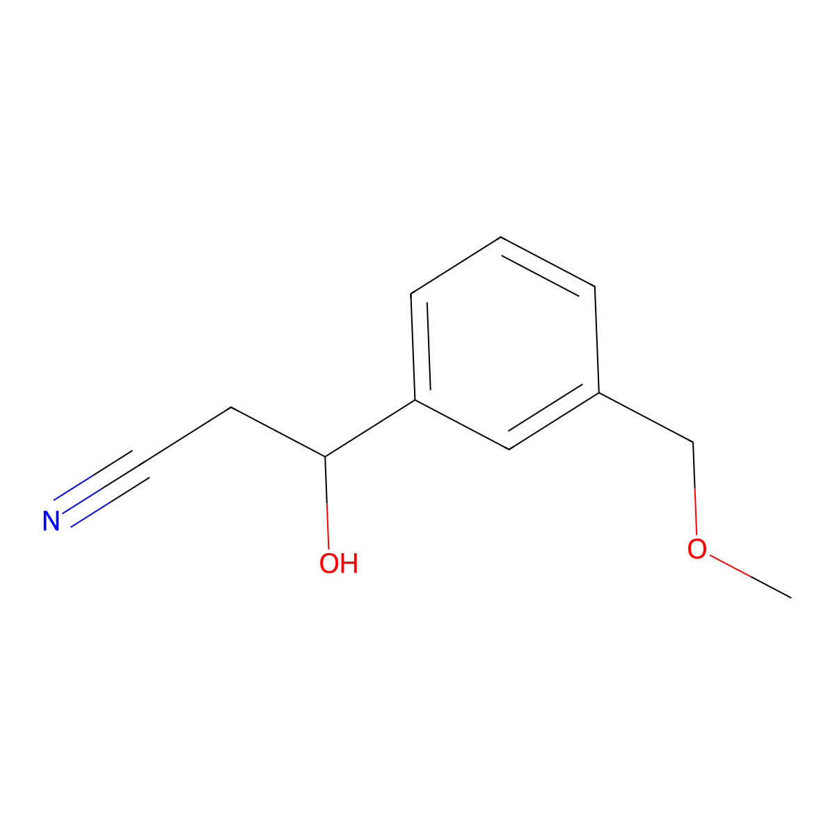 3-Hydroxy-3-[3-(methoxymethyl)phenyl]propanenitrile molecular structure, CAS 1525796-79-5