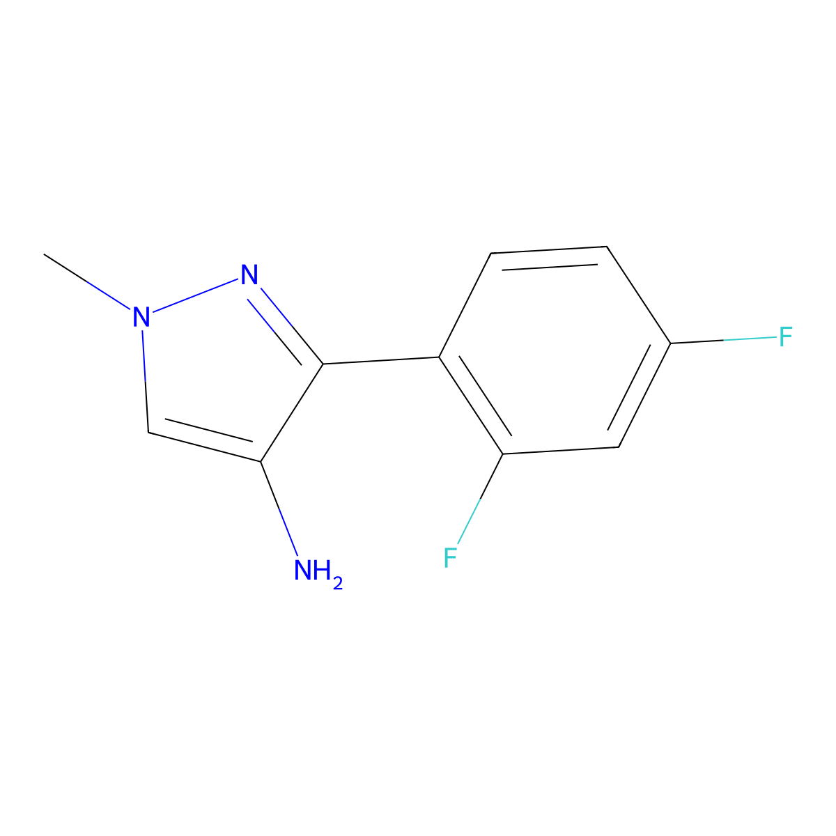 3-(2,4-difluorophenyl)-1-methyl-1H-pyrazol-4-amine molecular structure, CAS 1525822-74-5