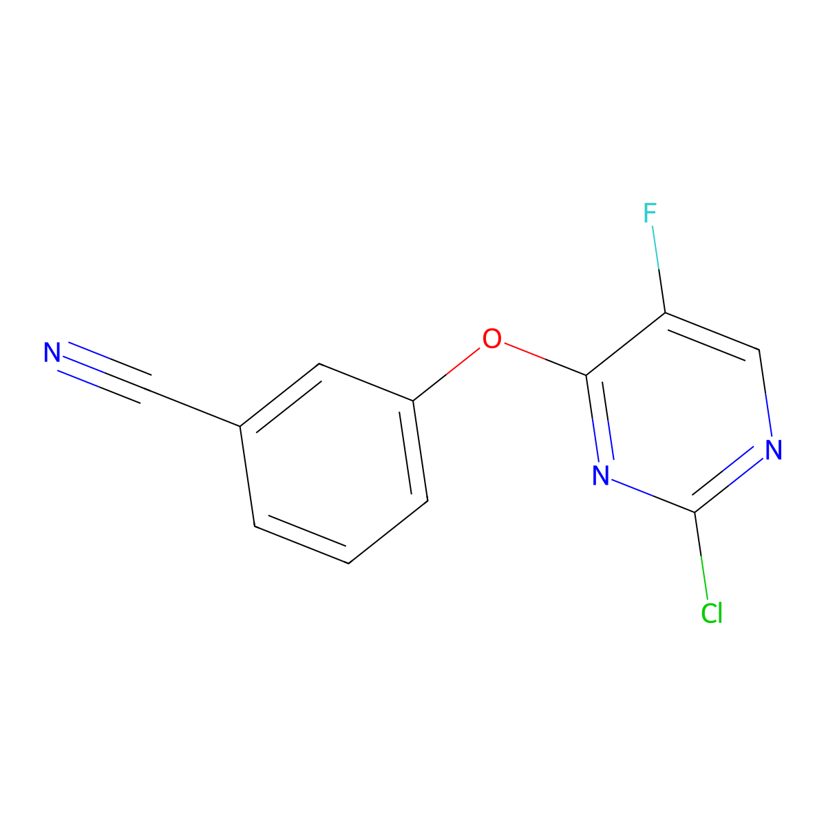 3-[(2-Chloro-5-fluoropyrimidin-4-YL)oxy]benzonitrile molecular structure, CAS 1525822-81-4