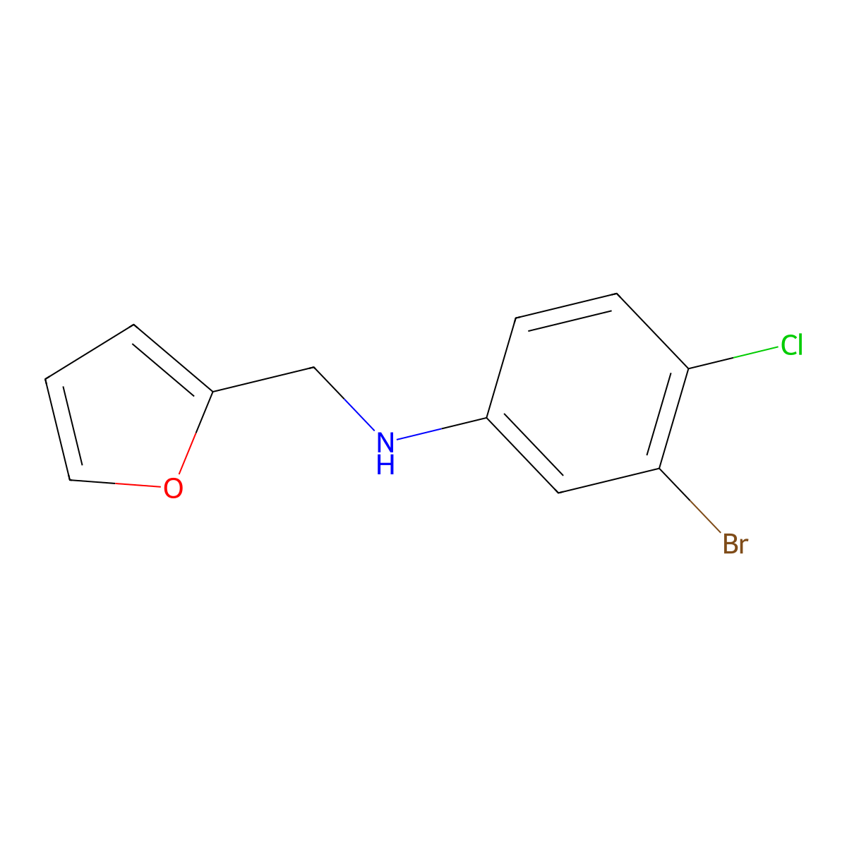 3-bromo-4-chloro-N-[(furan-2-yl)methyl]aniline molecular structure, CAS 1525865-90-0