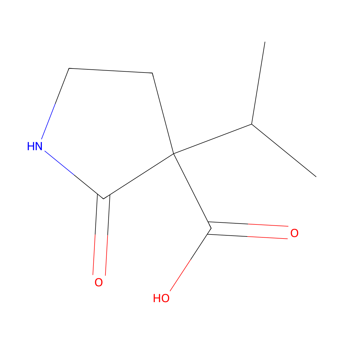 2-Oxo-3-(propan-2-yl)pyrrolidine-3-carboxylic acid molecular structure, CAS 1525881-10-0