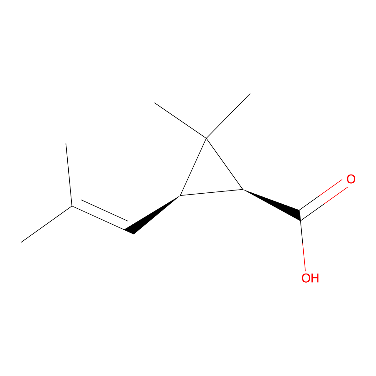 Chrysanthemic acid, cis-(-)- molecular structure, CAS 15259-78-6