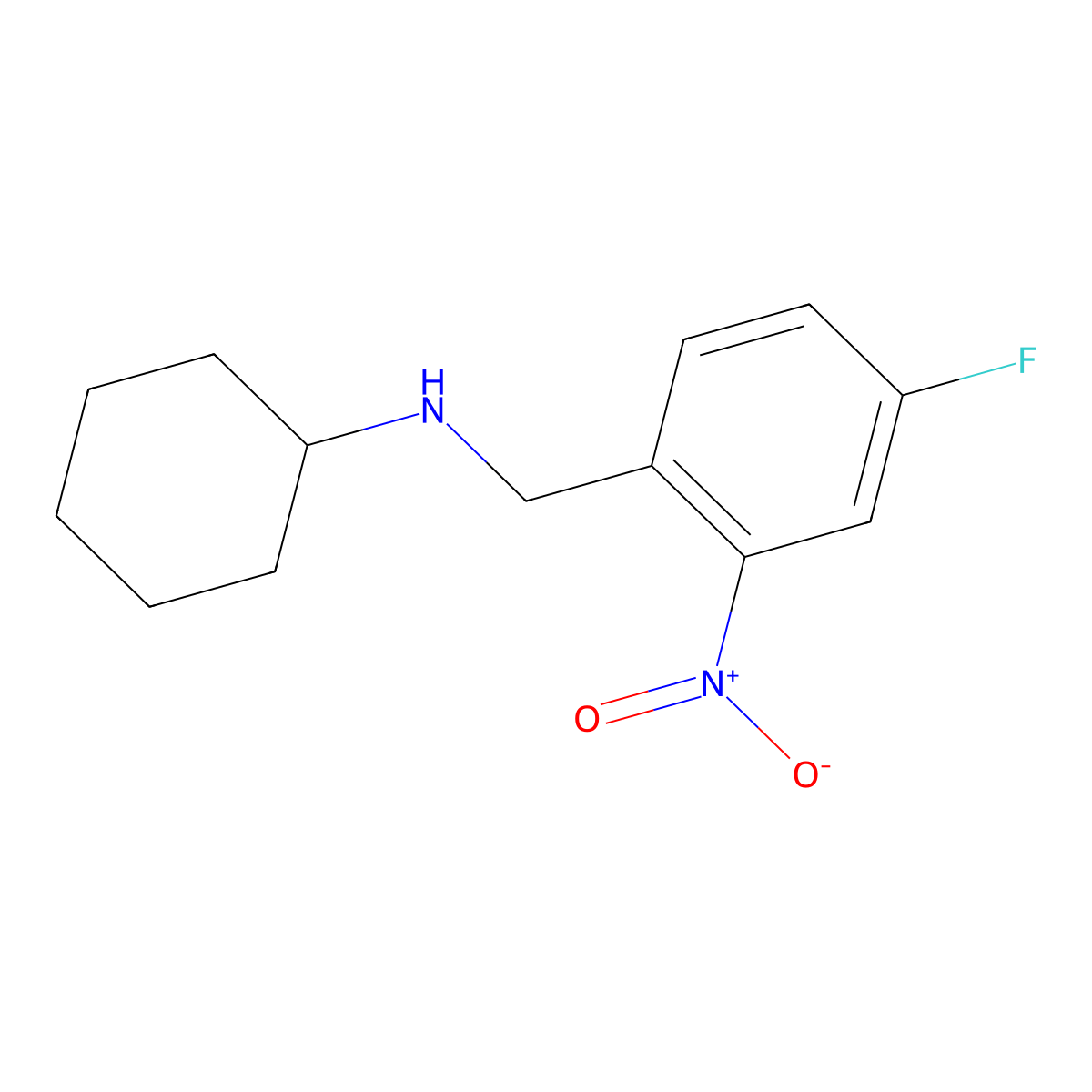 N-[(4-Fluoro-2-nitrophenyl)methyl]cyclohexanamine molecular structure, CAS 1525973-43-6