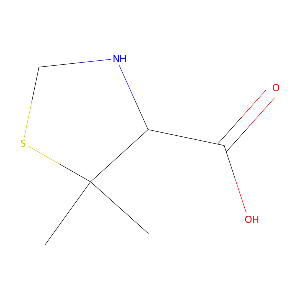 5,5-Dimethyl-4-thiazolidinecarboxylic acid molecular structure, CAS 15260-83-0