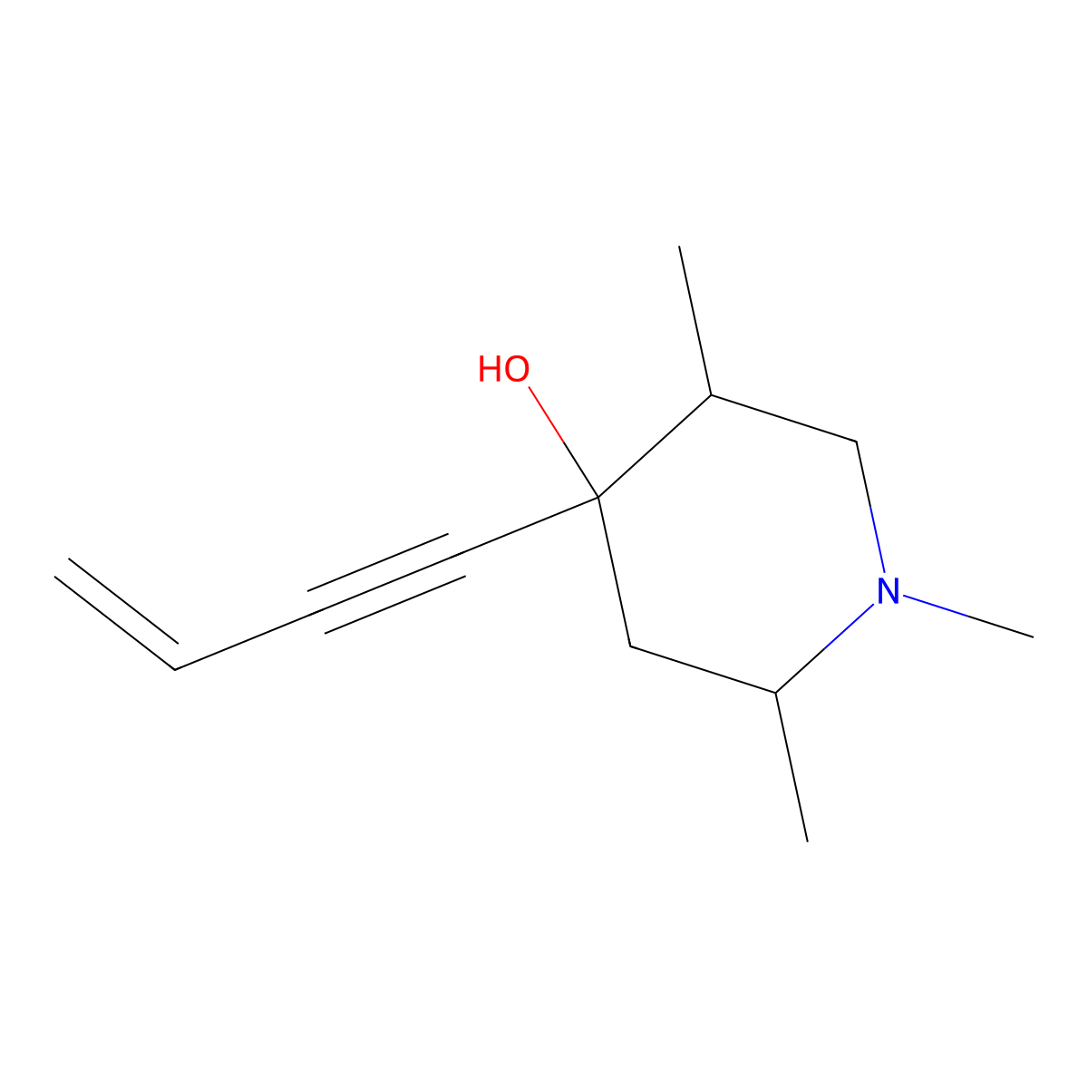 4-But-3-en-1-ynyl-1,2,5-trimethylpiperidin-4-ol molecular structure, CAS 15260-92-1