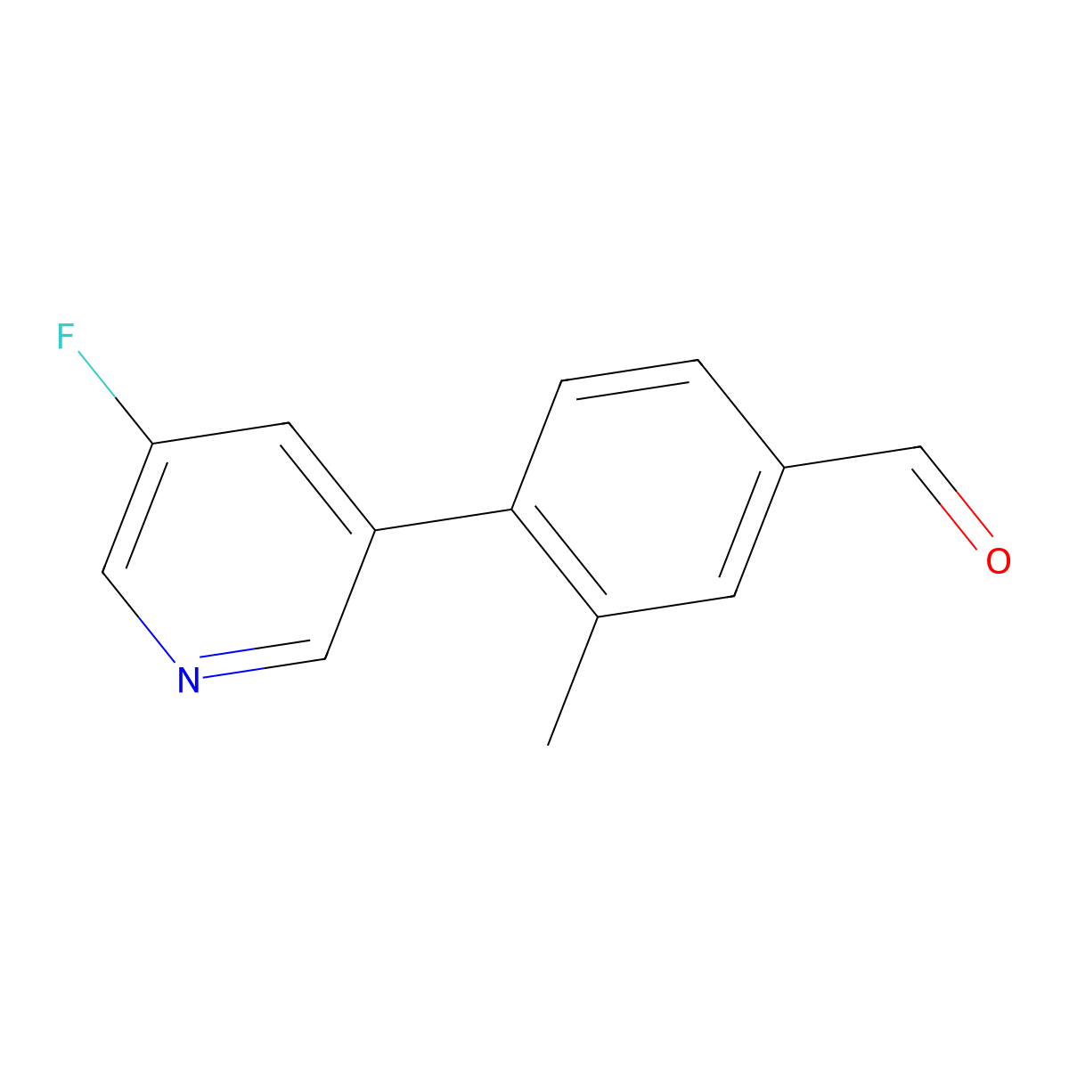 4-(5-Fluoro-3-pyridinyl)-3-methylbenzaldehyde molecular structure, CAS 1526047-10-8