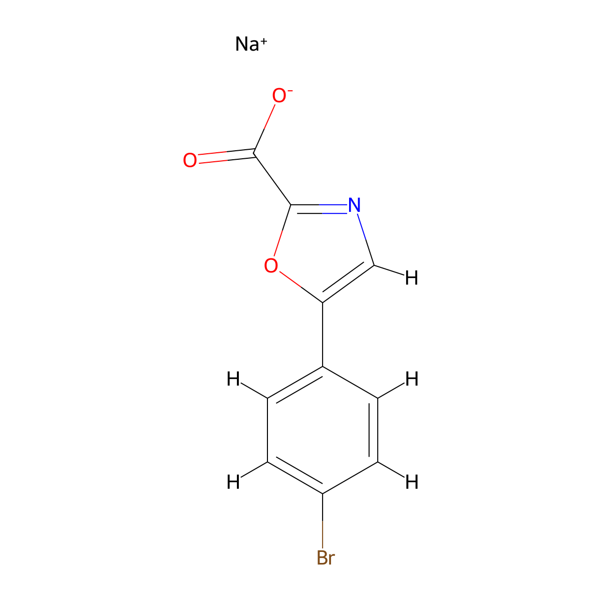 Sodium 5-(4-bromophenyl)-1,3-oxazole-2-carboxylate molecular structure, CAS 1526059-52-8