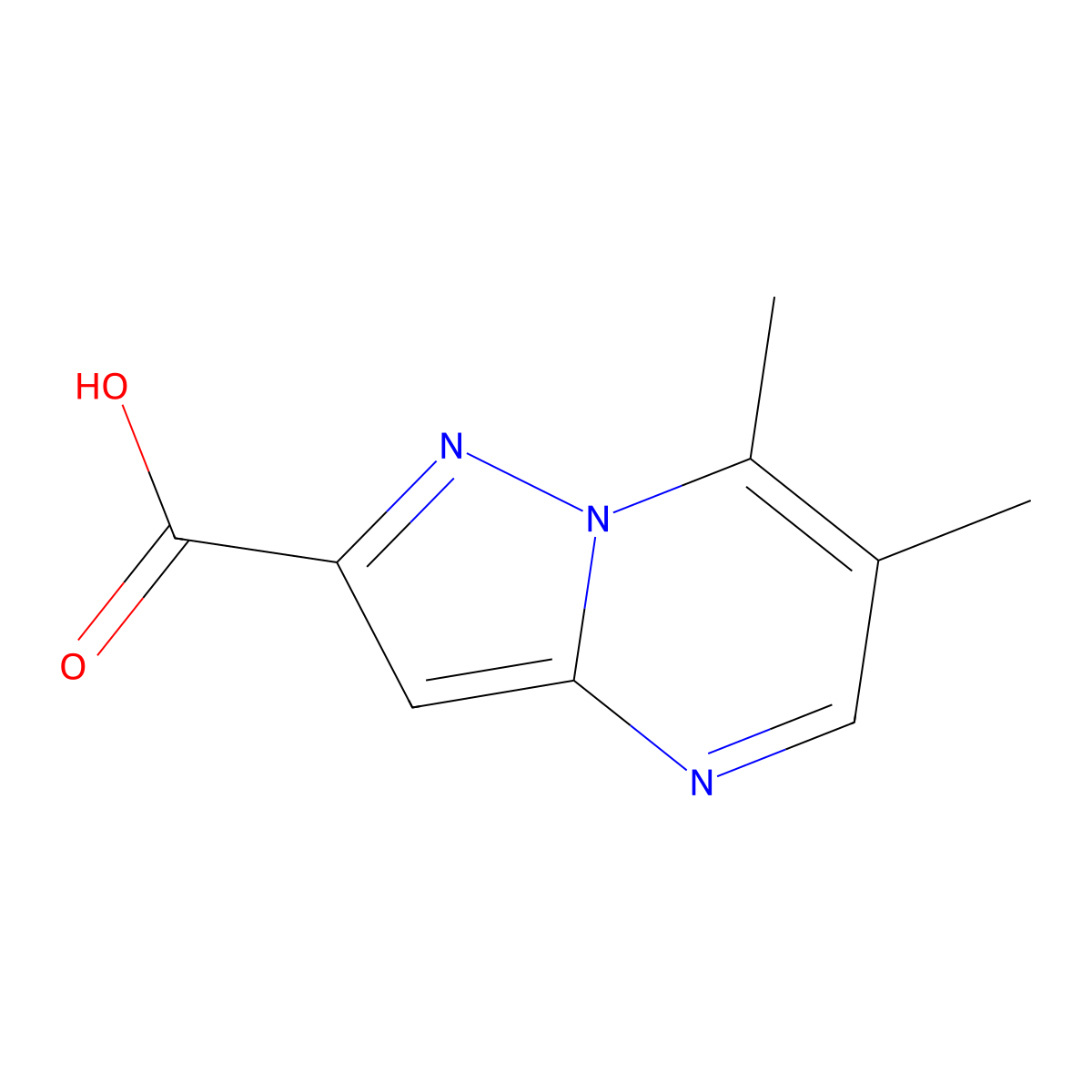 6,7-Dimethylpyrazolo[1,5-a]pyrimidine-2-carboxylic acid molecular structure, CAS 1526077-51-9