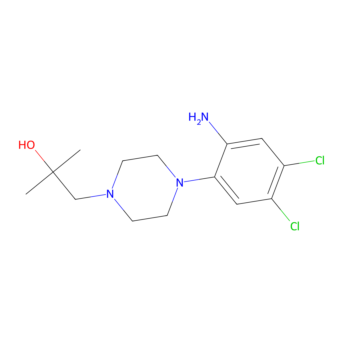1-[4-(2-Amino-4,5-dichlorophenyl)piperazin-1-yl]-2-methylpropan-2-ol molecular structure, CAS 1526111-80-7