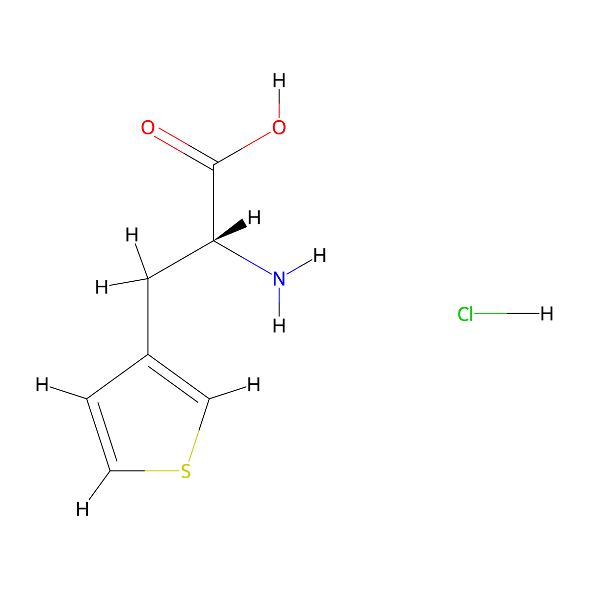 (R)-2-Amino-3-(thiophen-3-yl)propanoic acid hydrochloride molecular structure, CAS 152612-26-5