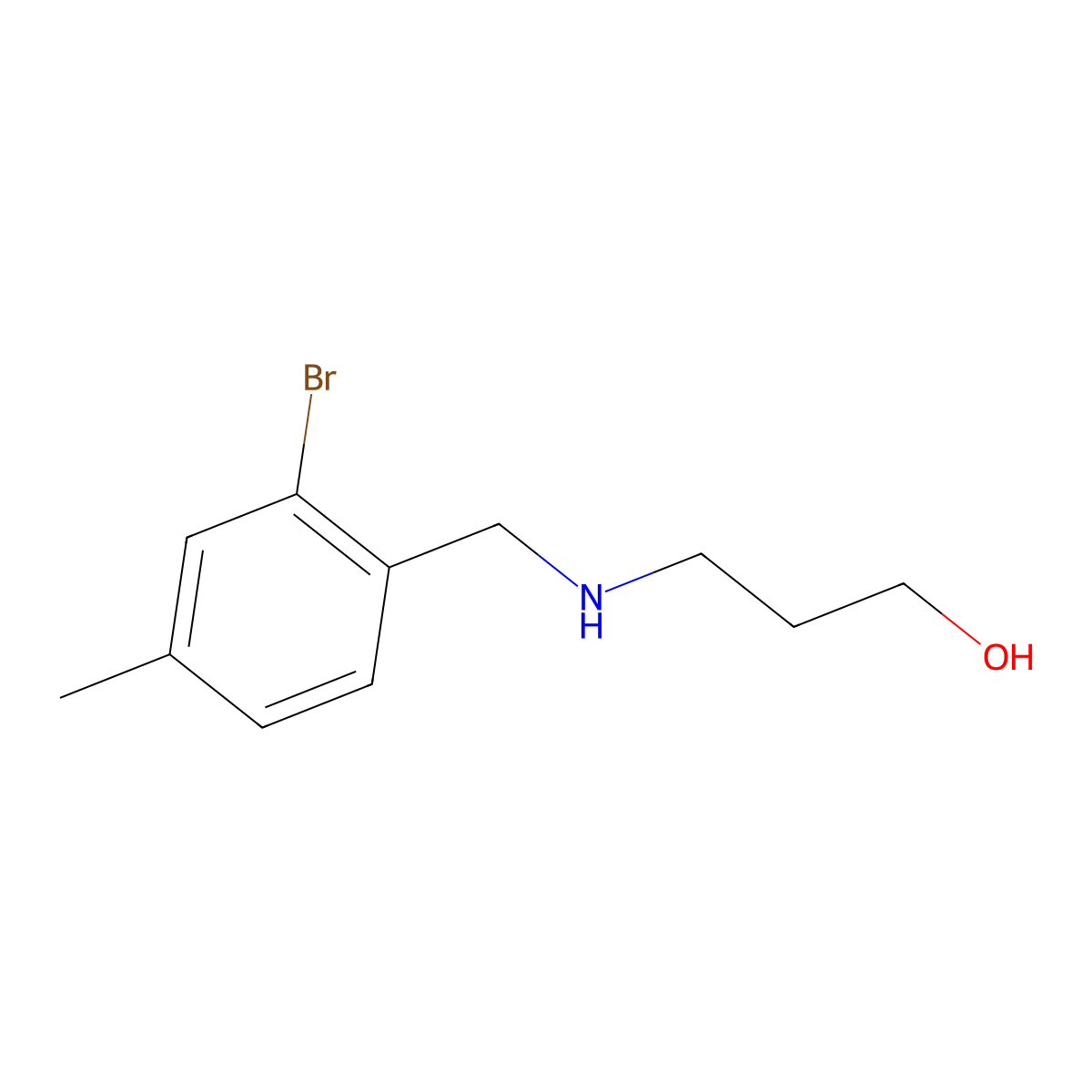 3-{[(2-Bromo-4-methylphenyl)methyl]amino}propan-1-ol molecular structure, CAS 1526179-31-6