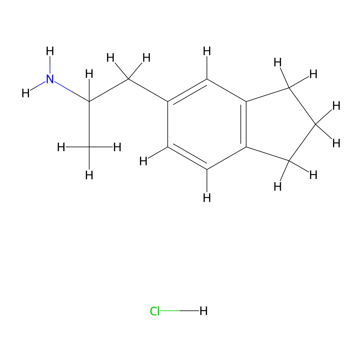 5-(2-Aminopropyl)-2,3-dihydro-1H-indene hydrochloride molecular structure, CAS 152623-95-5