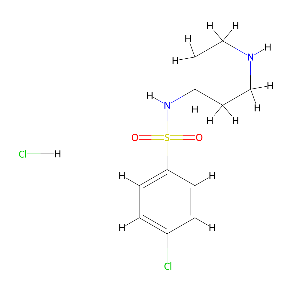 4-chloro-N-(piperidin-4-yl)benzene-1-sulfonamide hydrochloride molecular structure, CAS 152627-25-3