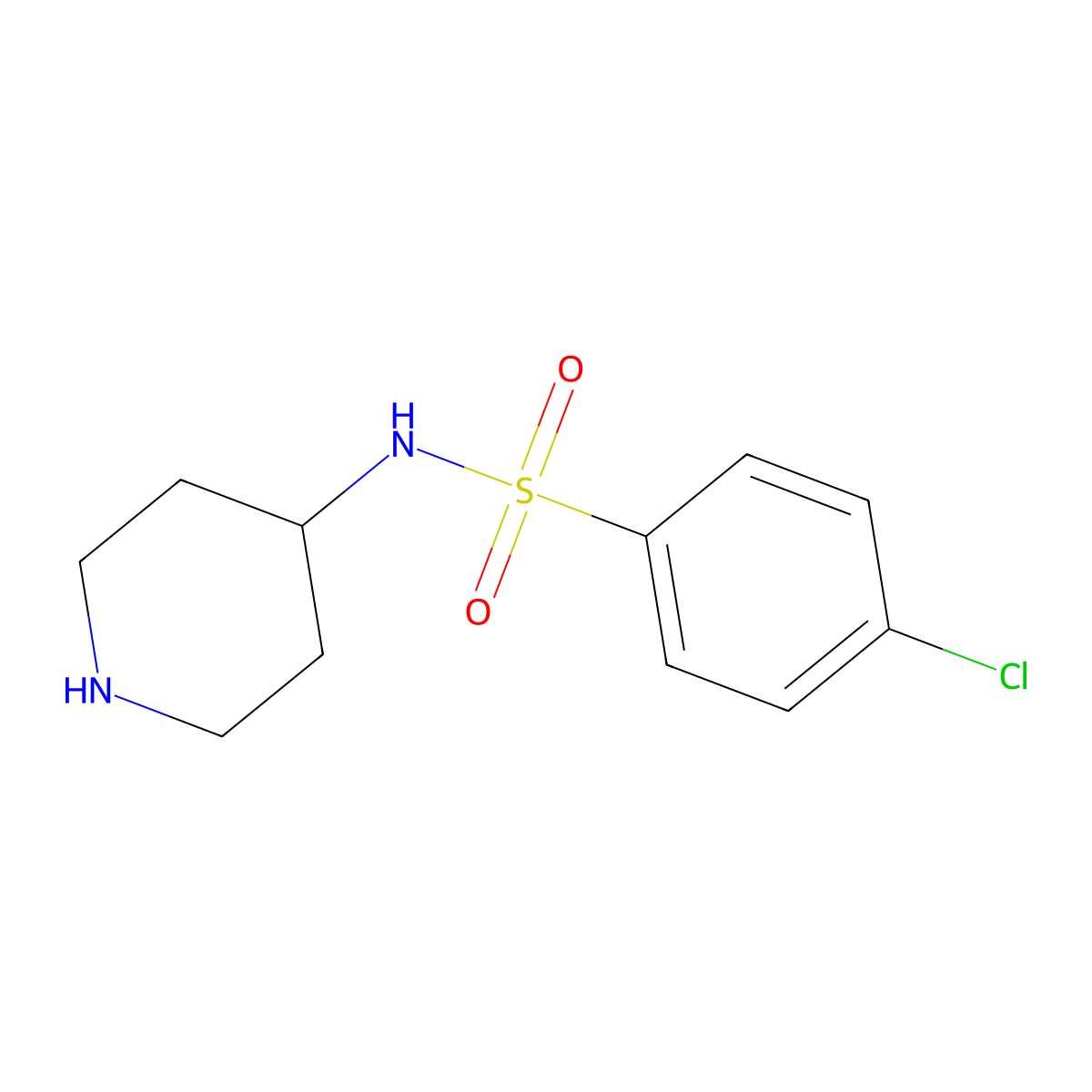 4-chloro-N-(piperidin-4-yl)benzene-1-sulfonamide molecular structure, CAS 152627-26-4