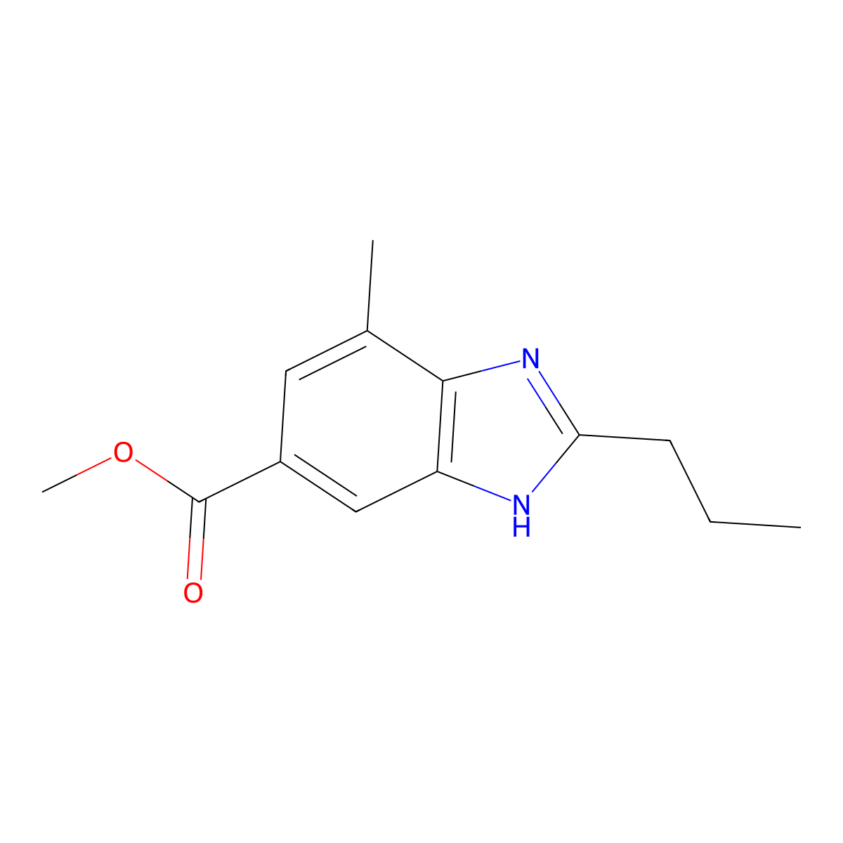 4-Methyl-2-propyl-1H-benzimidazole-6-carboxylic acid methyl ester molecular structure, CAS 152628-00-7