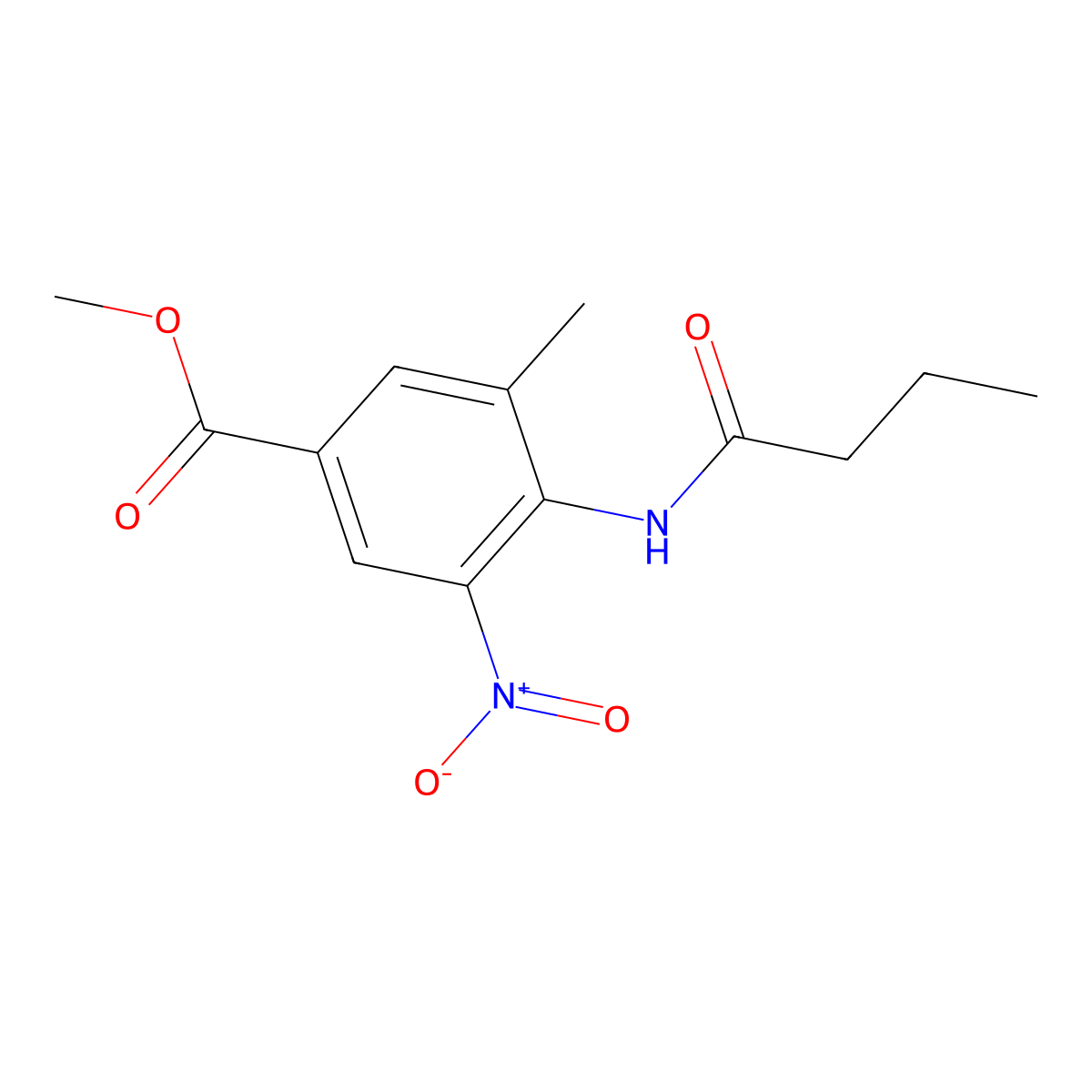 4-Butyrylamino-3-methyl-5-nitrobenzoic acid methyl ester molecular structure, CAS 152628-01-8