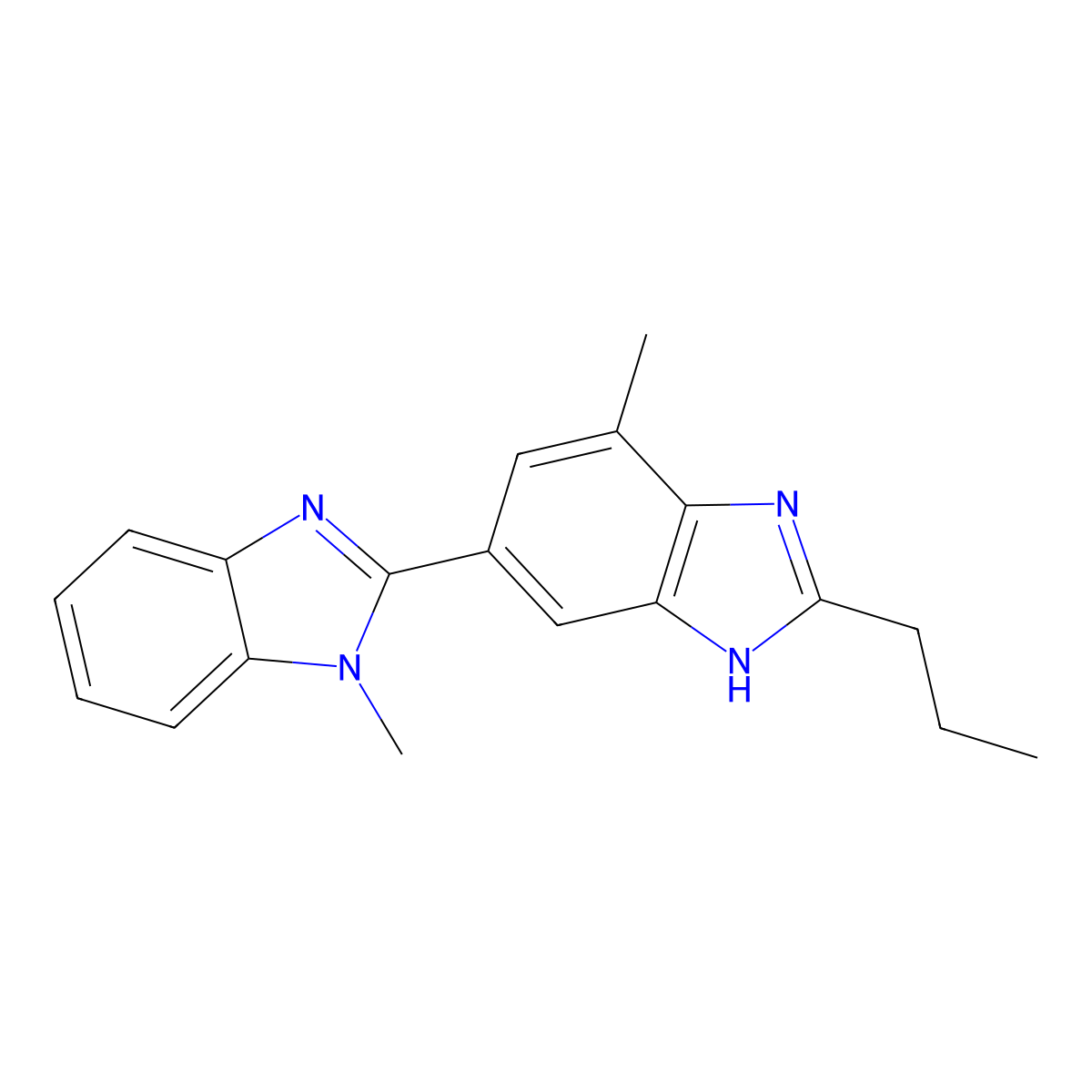 4-Methyl-6-(1-methyl-1H-benzimidazol-2-yl)-2-propyl-1H-benzimidazole molecular structure, CAS 152628-02-9