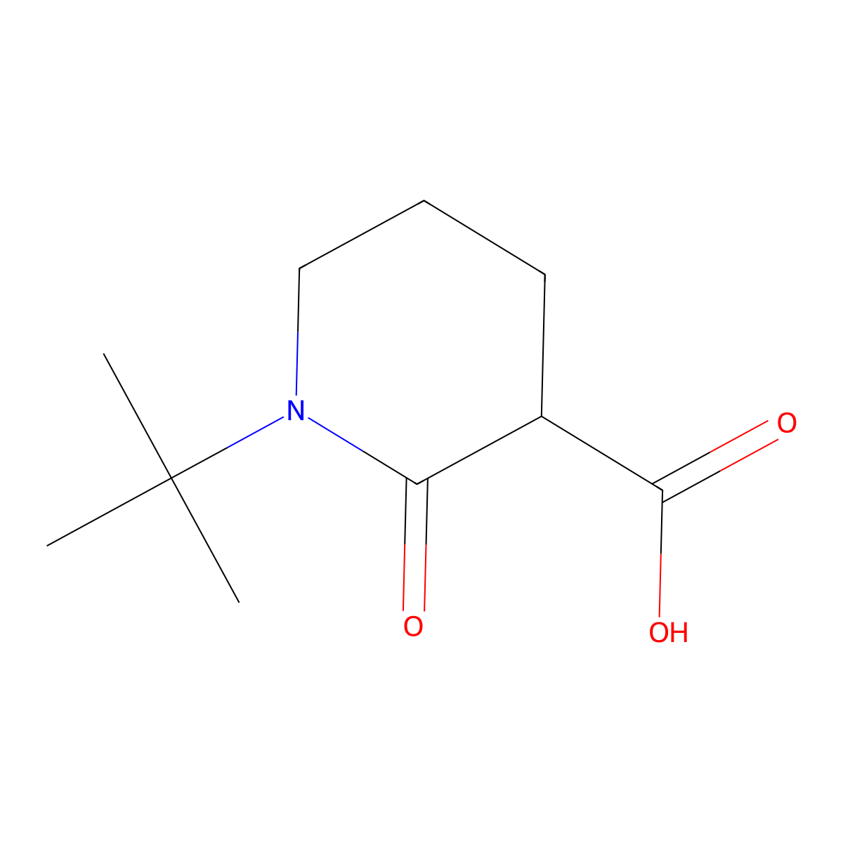 1-Tert-butyl-2-oxopiperidine-3-carboxylic acid molecular structure, CAS 1526281-89-9
