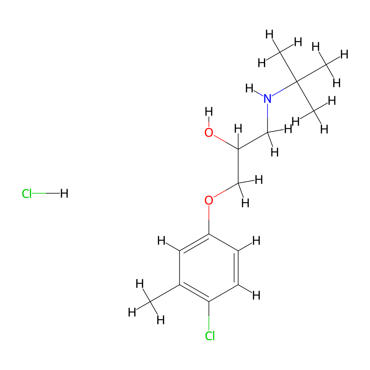 1-(Tert-butylamino)-3-(4-chloro-3-methylphenoxy)propan-2-ol molecular structure, CAS 15263-28-2