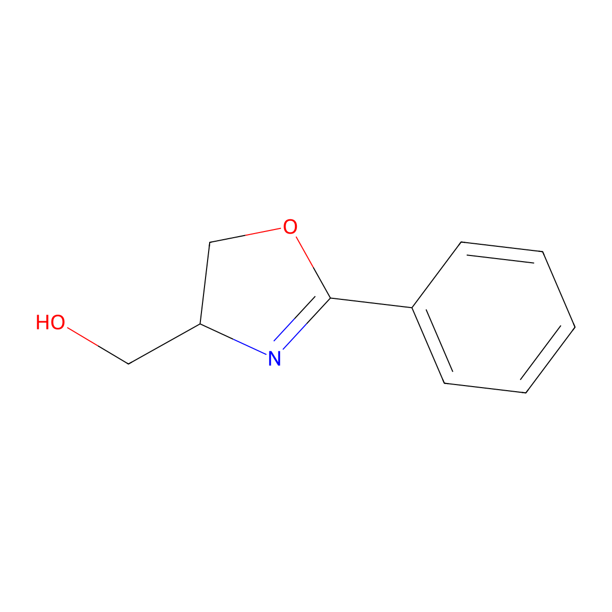 (2-Phenyl-4,5-dihydro-1,3-oxazol-4-yl)methanol molecular structure, CAS 15263-48-6