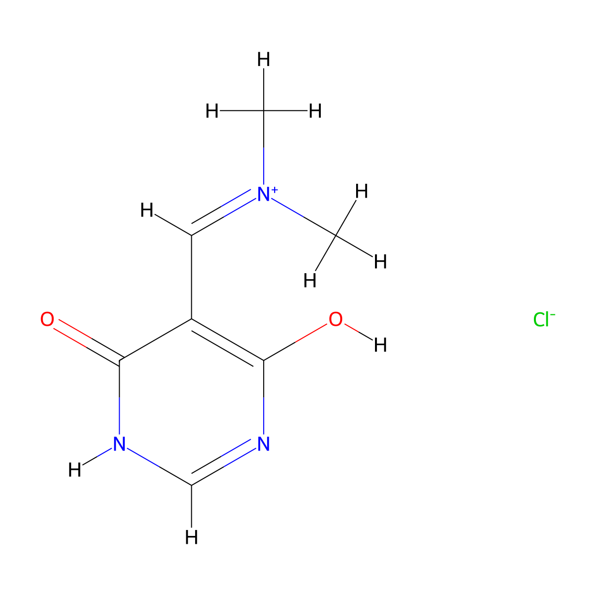 N-((4-Hydroxy-6-oxo-1,6-dihydropyrimidin-5-yl)methylene)-N-methylmethanaminium chloride molecular structure, CAS 15263-75-9