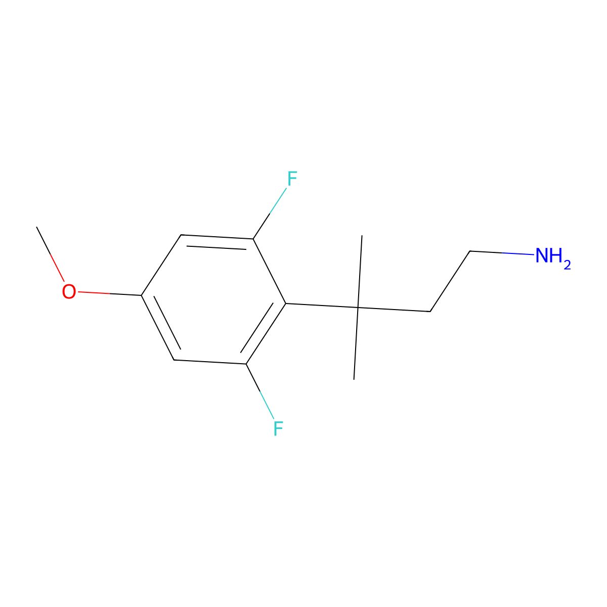 3-(2,6-Difluoro-4-methoxyphenyl)-3-methylbutan-1-amine molecular structure, CAS 1526325-30-3
