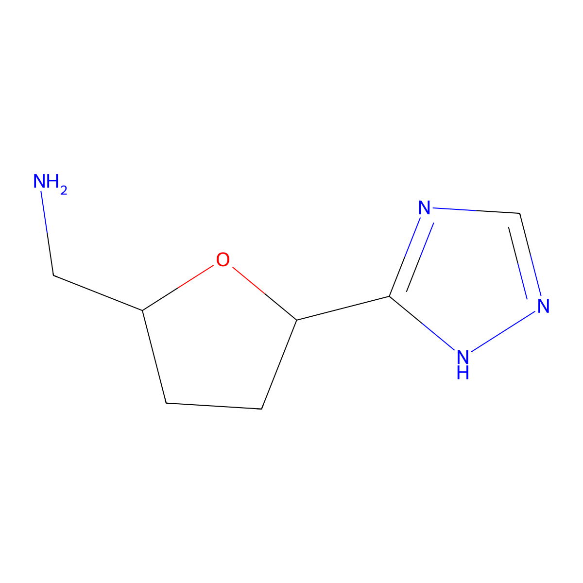 1-[5-(1H-1,2,4-triazol-3-yl)oxolan-2-yl]methanamine molecular structure, CAS 1526342-93-7