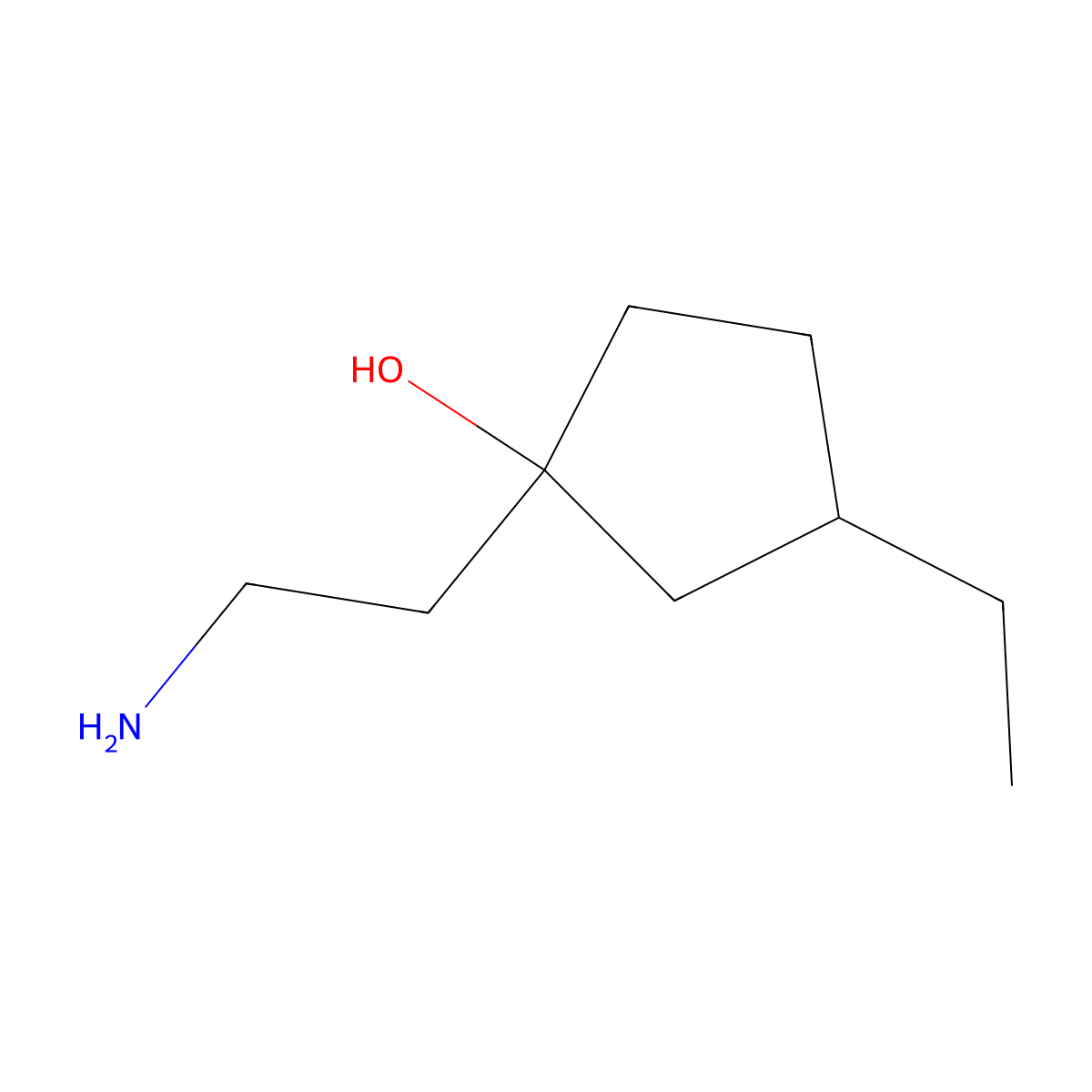 1-(2-Aminoethyl)-3-ethylcyclopentan-1-OL molecular structure, CAS 1526419-21-5