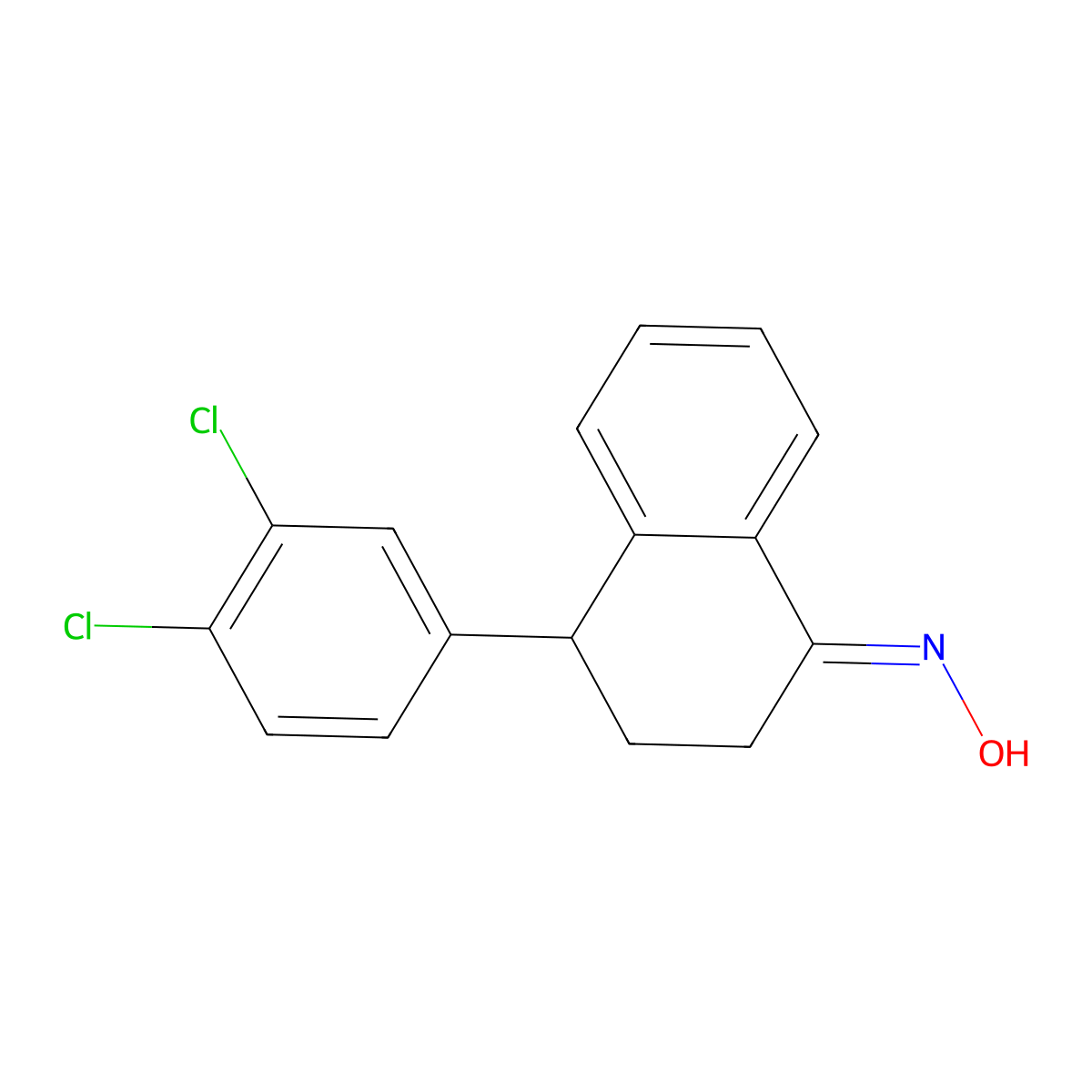 (NE)-N-[4-(3,4-dichlorophenyl)-3,4-dihydro-2H-naphthalen-1-ylidene]hydroxylamine molecular structure, CAS 152642-35-8
