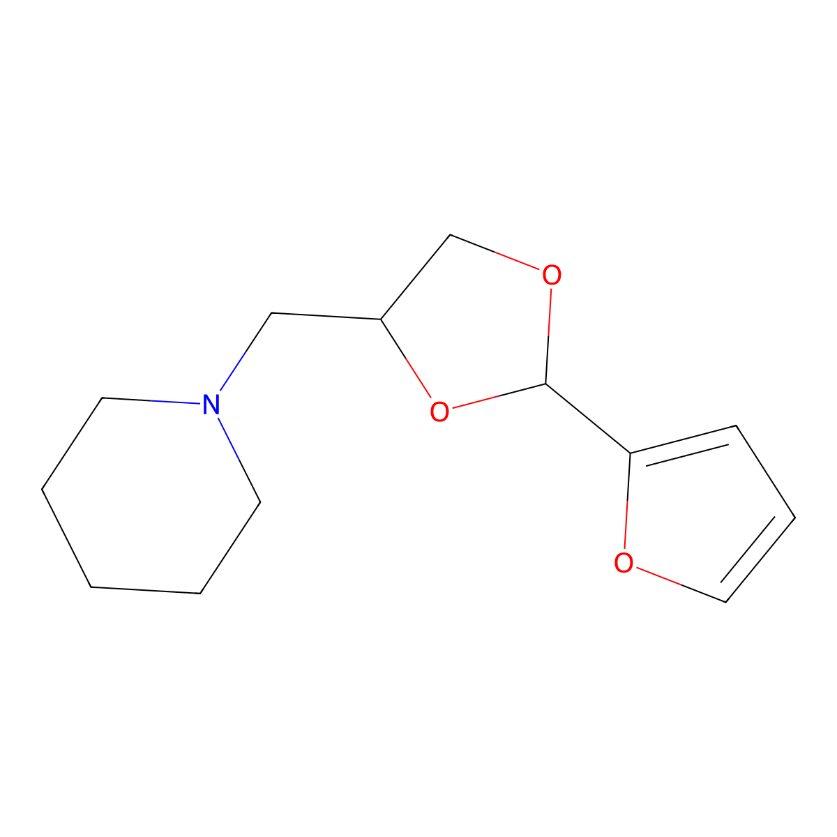 1-{[2-(Furan-2-yl)-1,3-dioxolan-4-yl]methyl}piperidine molecular structure, CAS 152648-37-8