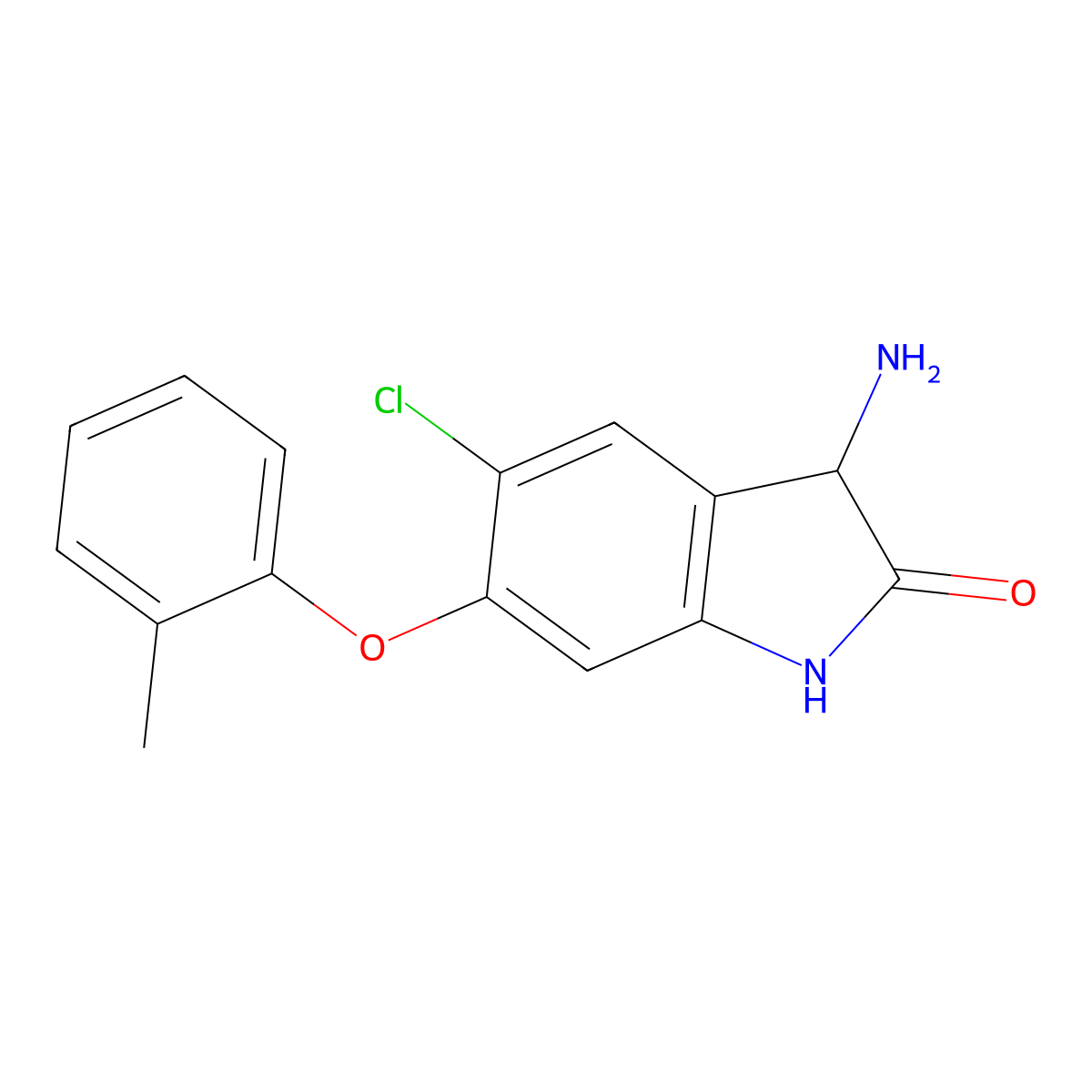 3-amino-5-chloro-6-(2-methylphenoxy)-2,3-dihydro-1H-indol-2-one molecular structure, CAS 1526485-80-2