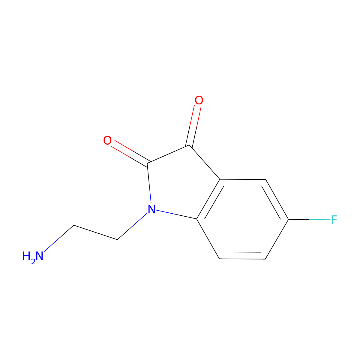 1-(2-aminoethyl)-5-fluoro-2,3-dihydro-1H-indole-2,3-dione molecular structure, CAS 1526492-16-9