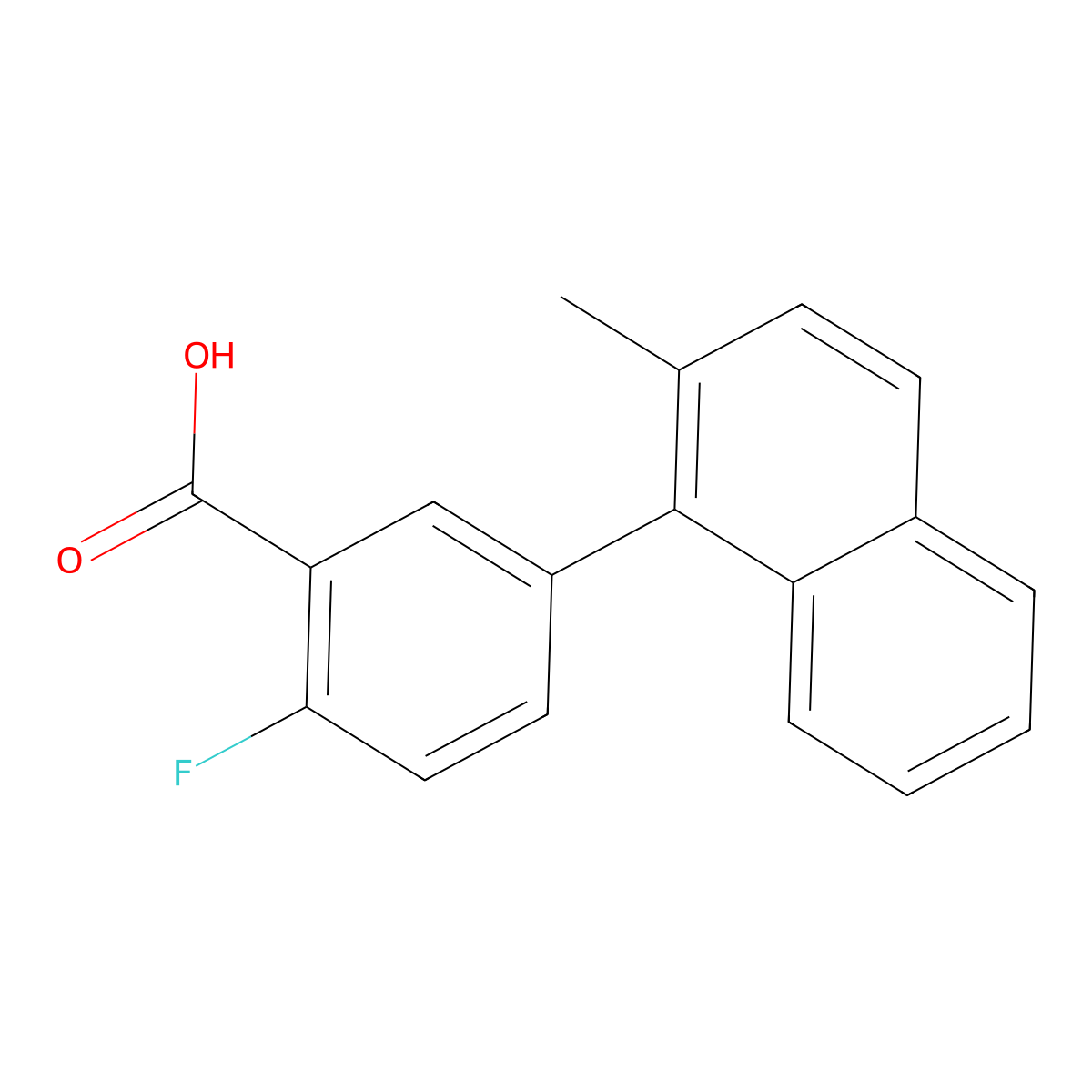 2-Fluoro-5-(2-methyl-1-naphthalenyl)benzoic acid molecular structure, CAS 1526535-00-1