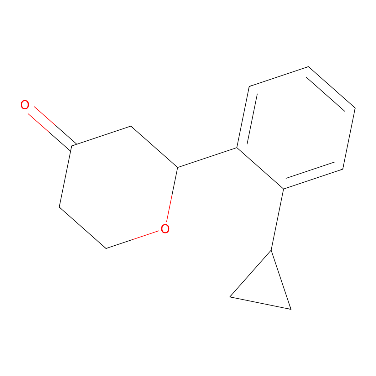 2-(2-cyclopropylphenyl)tetrahydro-4H-pyran-4-one molecular structure, CAS 1526541-98-9