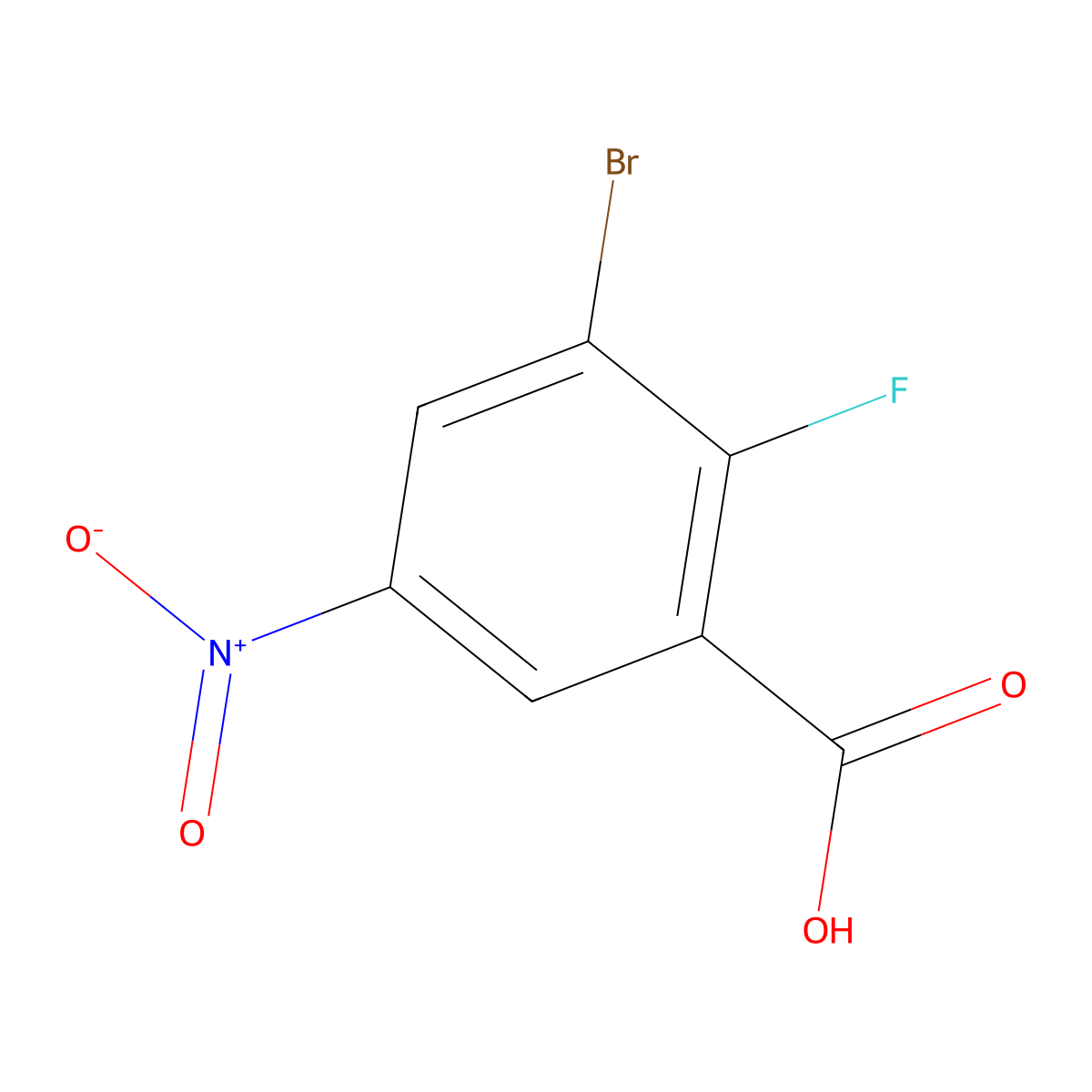 3-Bromo-2-fluoro-5-nitrobenzoic acid molecular structure, CAS 1526564-53-3