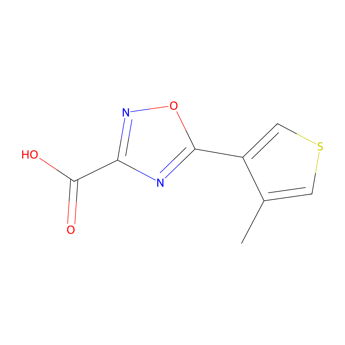 5-(4-Methylthiophen-3-yl)-1,2,4-oxadiazole-3-carboxylic acid molecular structure, CAS 1526585-35-2